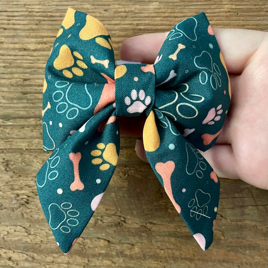 Fall Paws & Bones Collar Bow