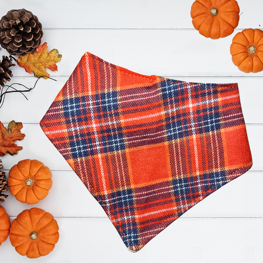 Orange & Navy Plaid Bandana