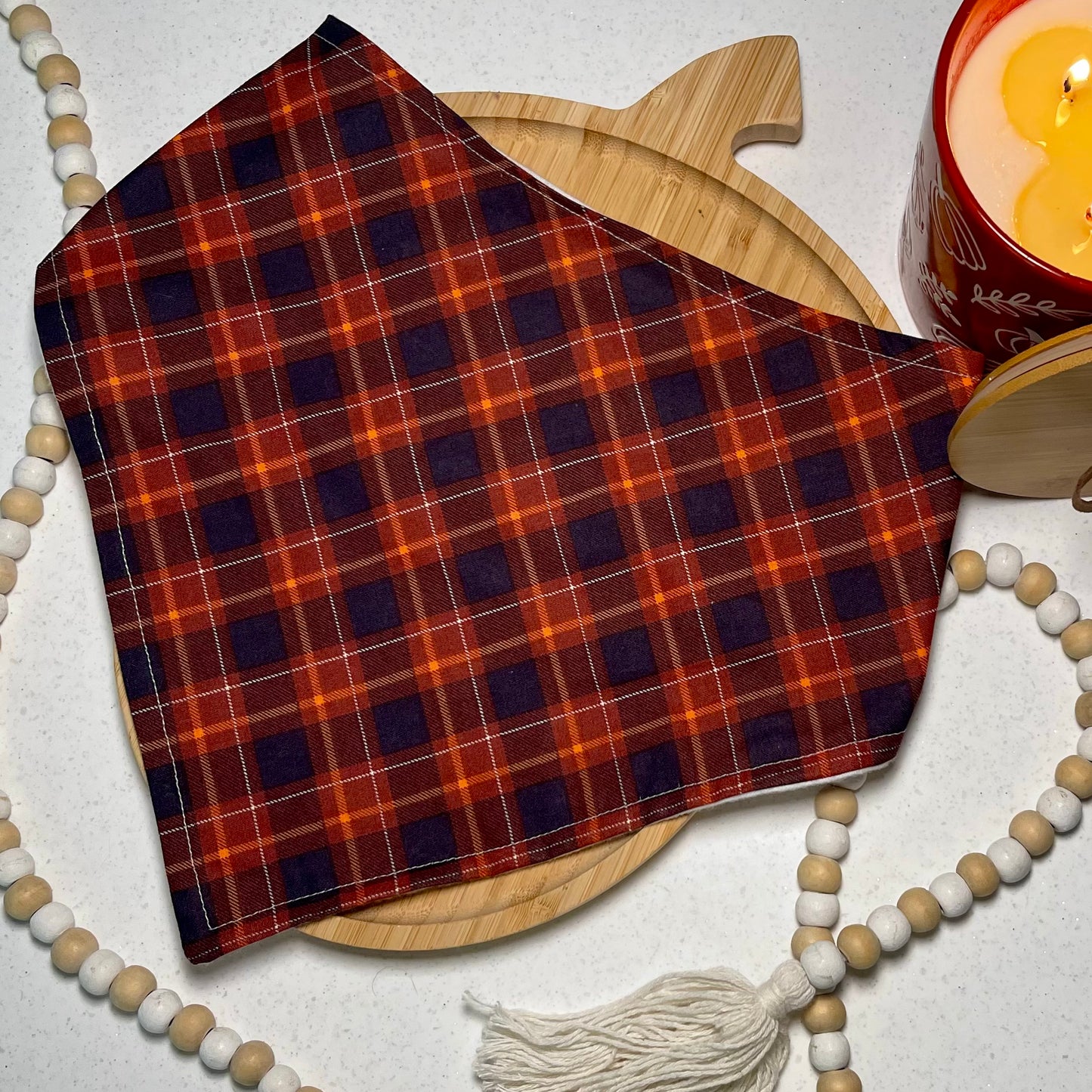 Navy and Rust Plaid Bandana