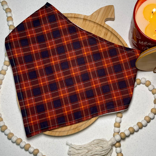 Navy and Rust Plaid Bandana