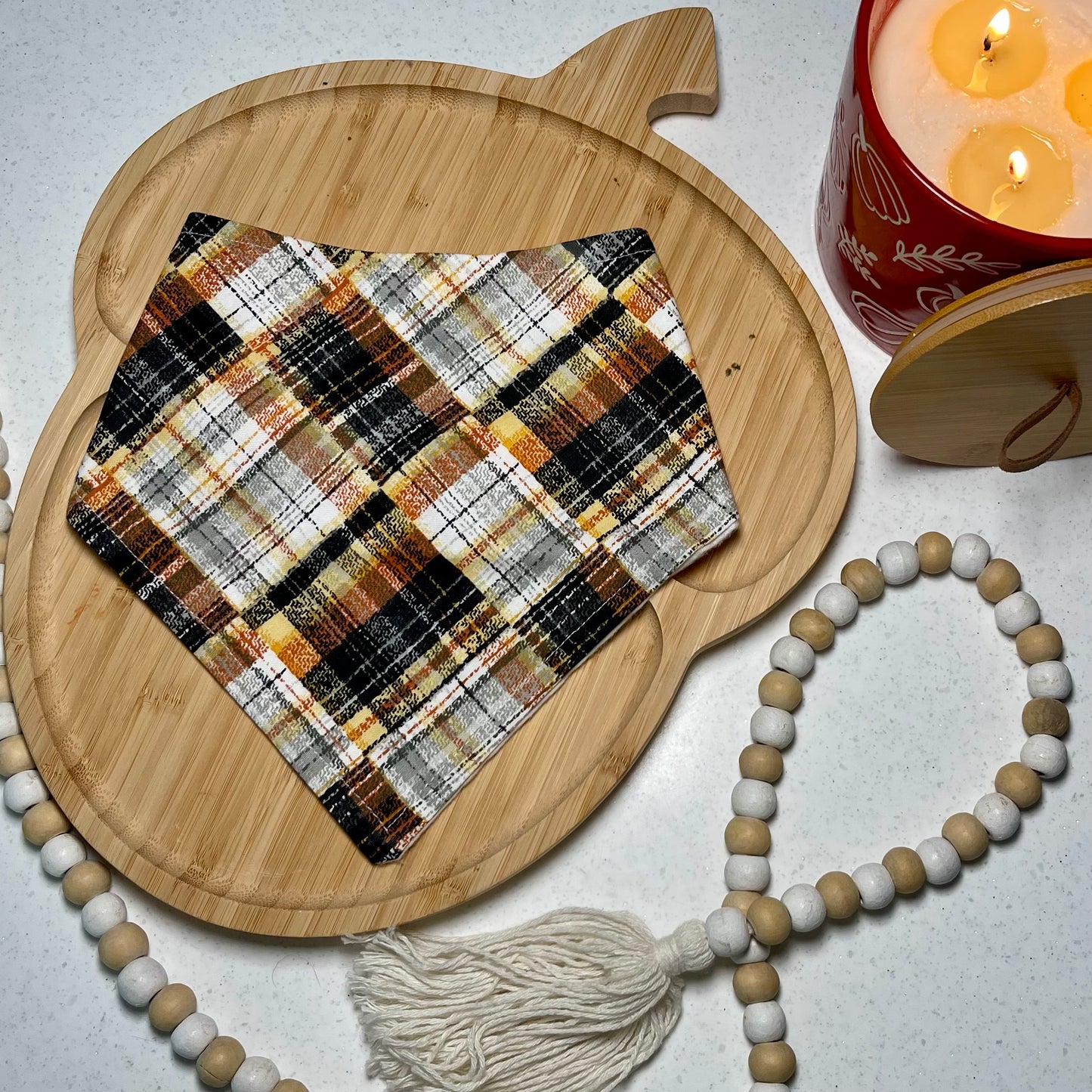 Candy Corn Plaid Bandana