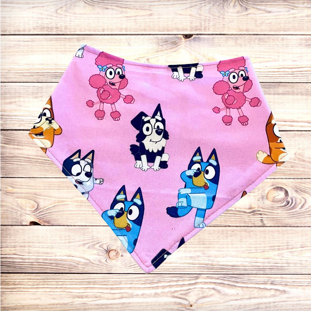 Blue Dog on Pink Bandana