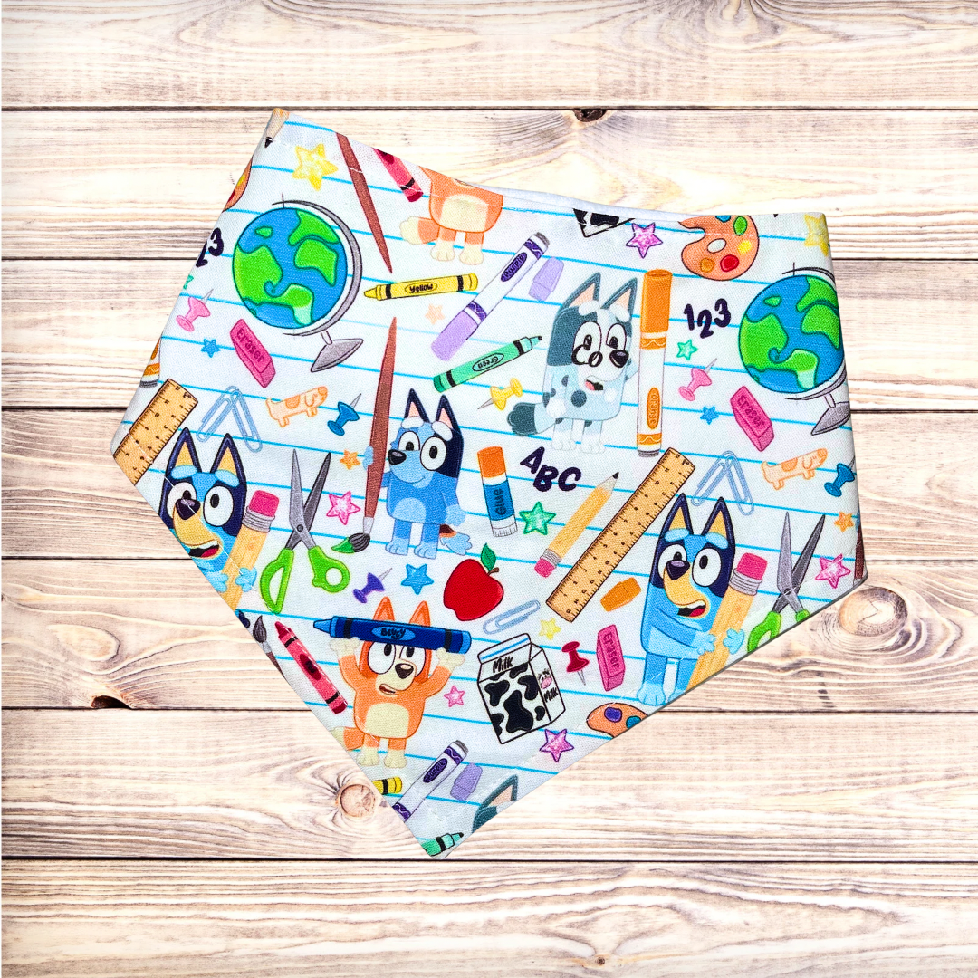 Blue Dog Back to School Bandana