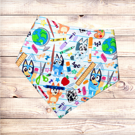 Blue Dog Back to School Bandana
