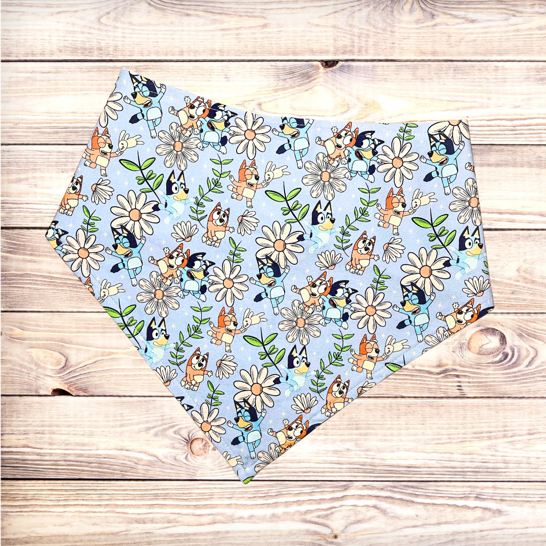 Blue Dog Flower Garden Bandana
