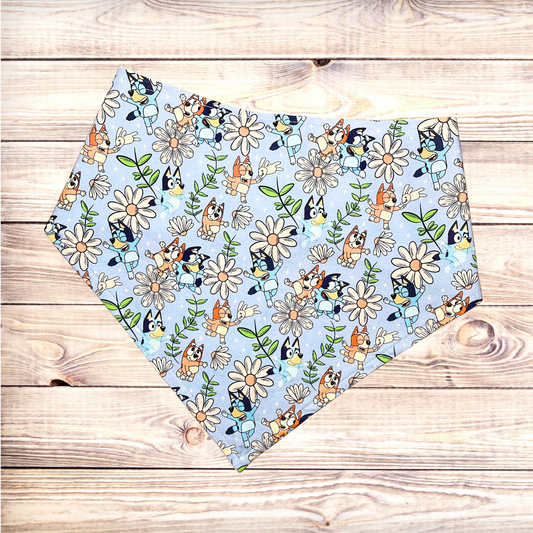 Blue Dog Flower Garden Bandana