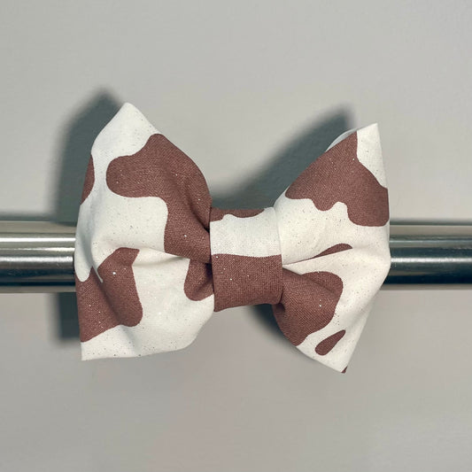 Shimmer Cow Print - Brown Collar Bow