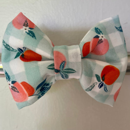 Gingham Peach Collar Bow