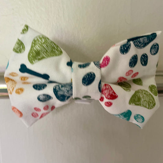 Colorful Paws Collar Bow