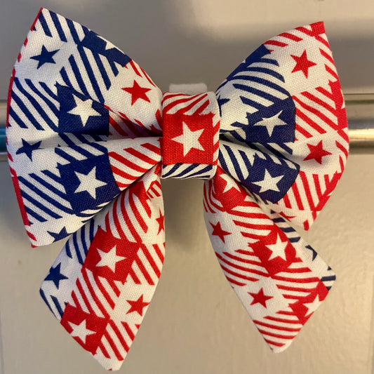 Checkered Stars Collar Bow