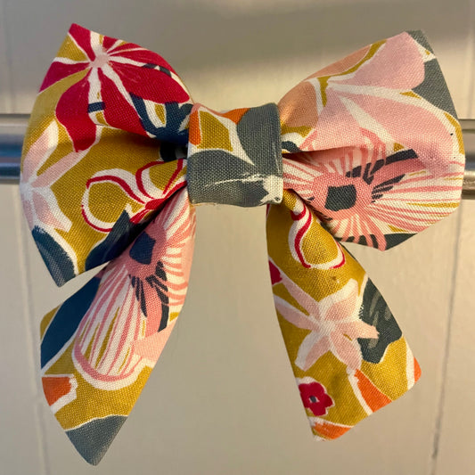 Mustard Floral Collar Bow
