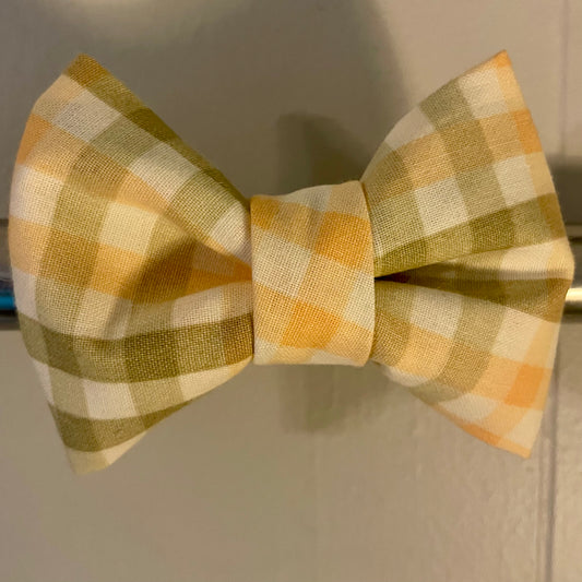 Green & Yellow Plaid Collar Bow