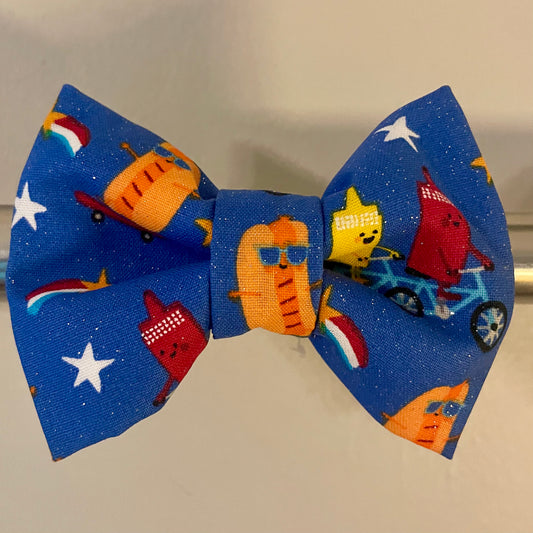 Shimmer Hot Dog Party Collar Bow