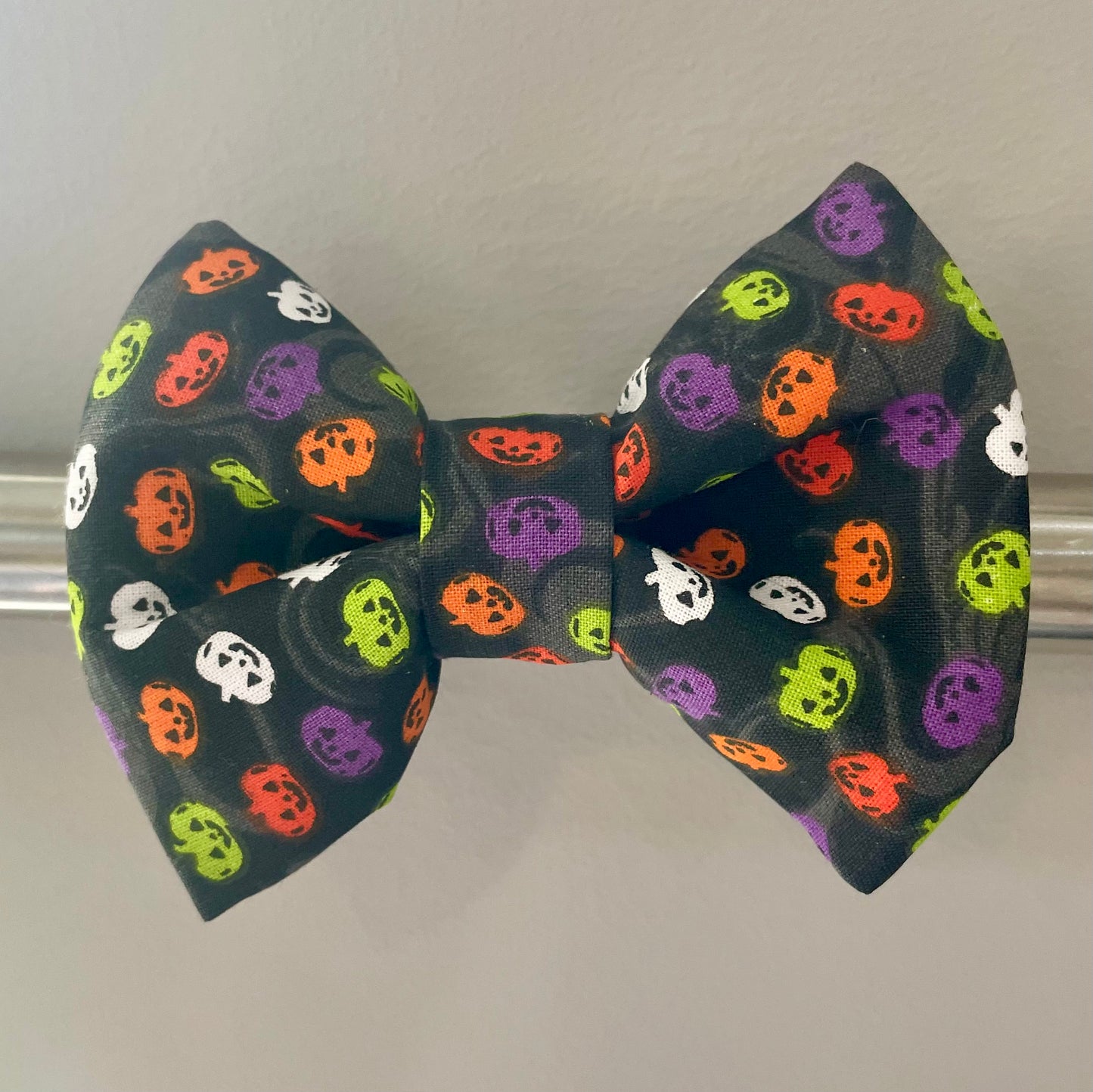 Neon Jack-O-Lantern Collar Bow
