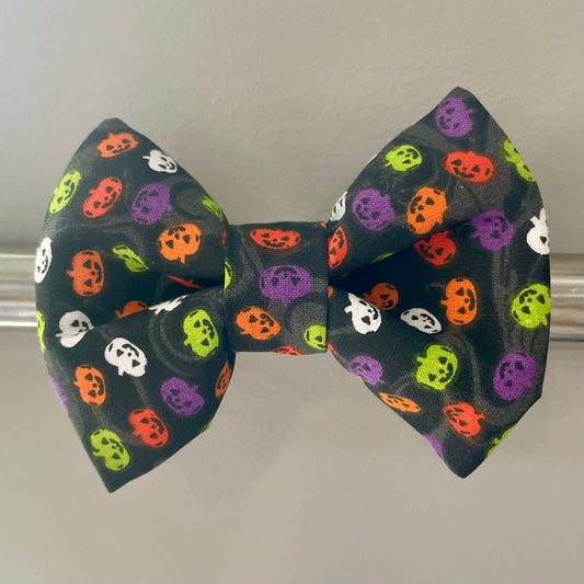 Neon Jack-O-Lantern Collar Bow