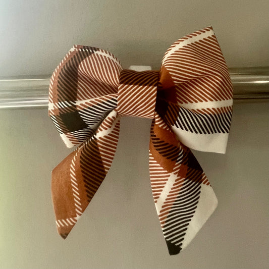 Brown & Black Plaid Collar Bow