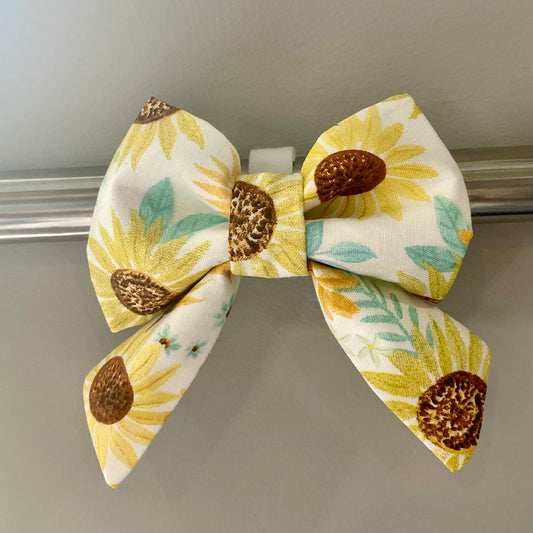 Teal Sunflowers Collar Bow