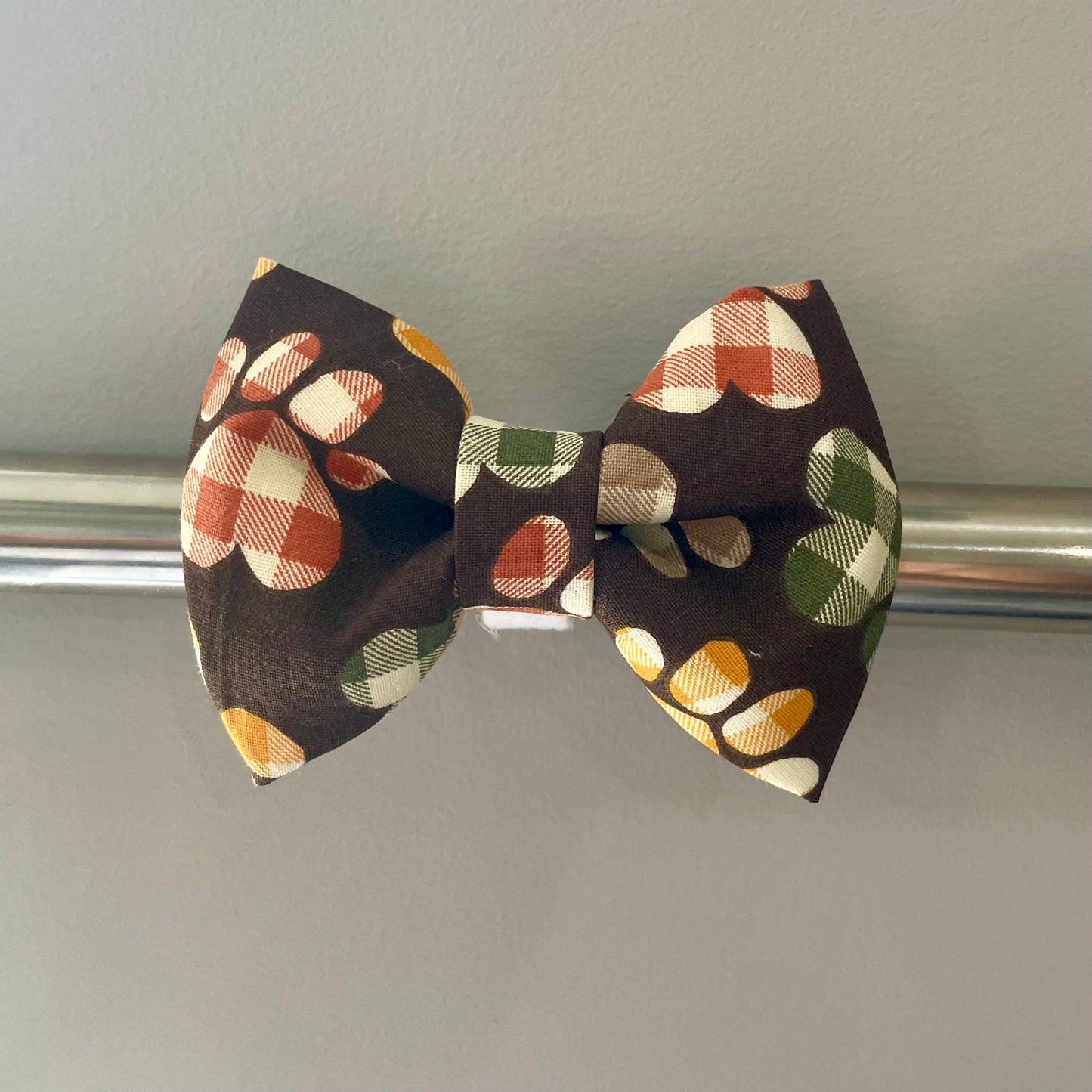 Fall Plaid Paws Collar Bow