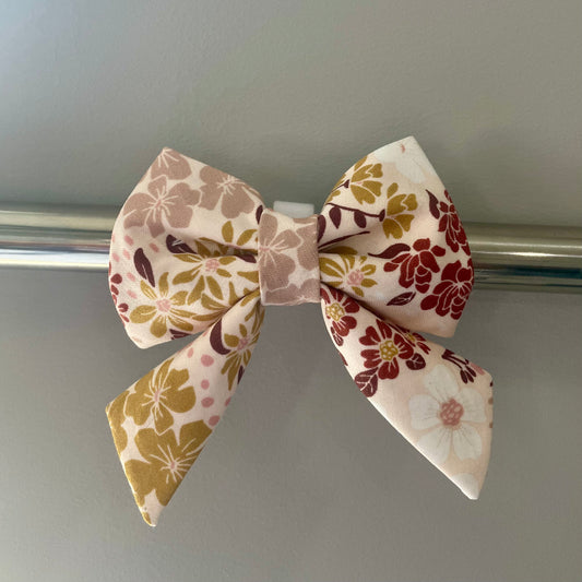 Mustard & Mauve Floral Collar Bow