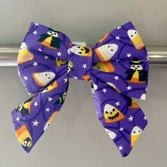 Candy Corn Jack-O-Lantern Collar Bow