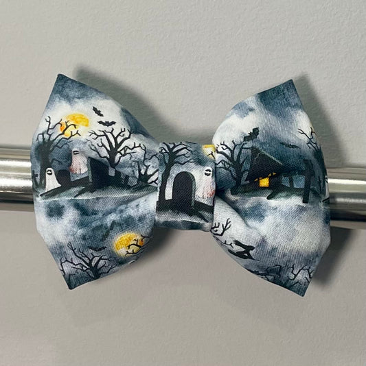 Spooky Cemetery Collar Bow