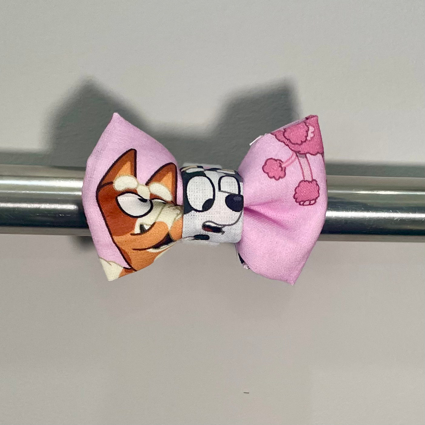 Blue Dog on Pink Collar Bow