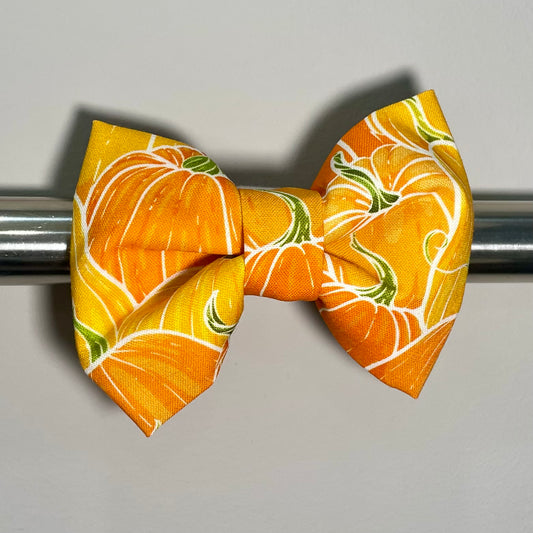 Bright Orange Pumpkins Collar Bow