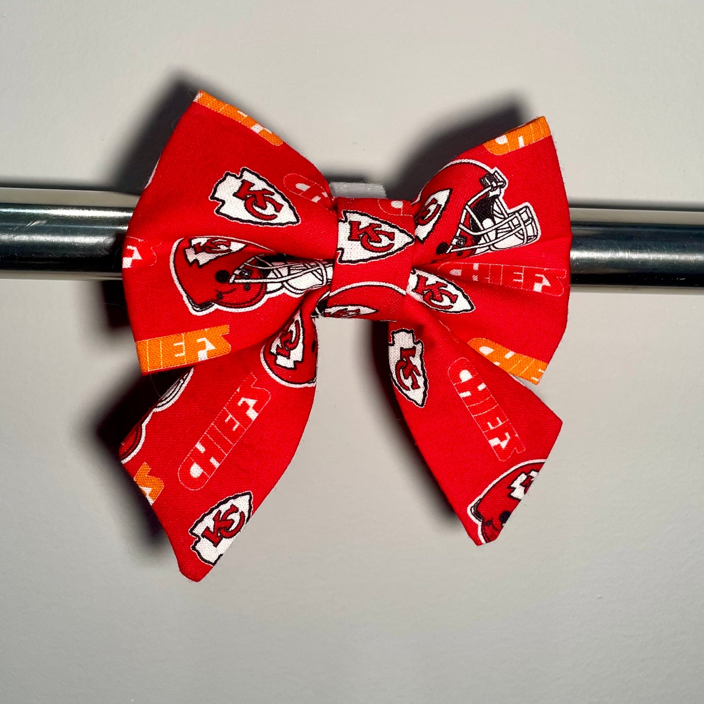 Red KC Football Collar Bow