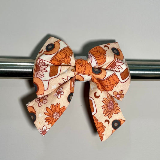 Floral Pumpkin Trucks Collar Bow