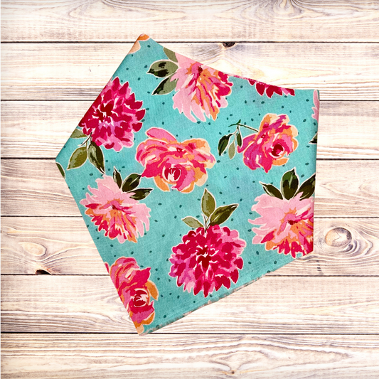 Fun Floral - Teal Bandana