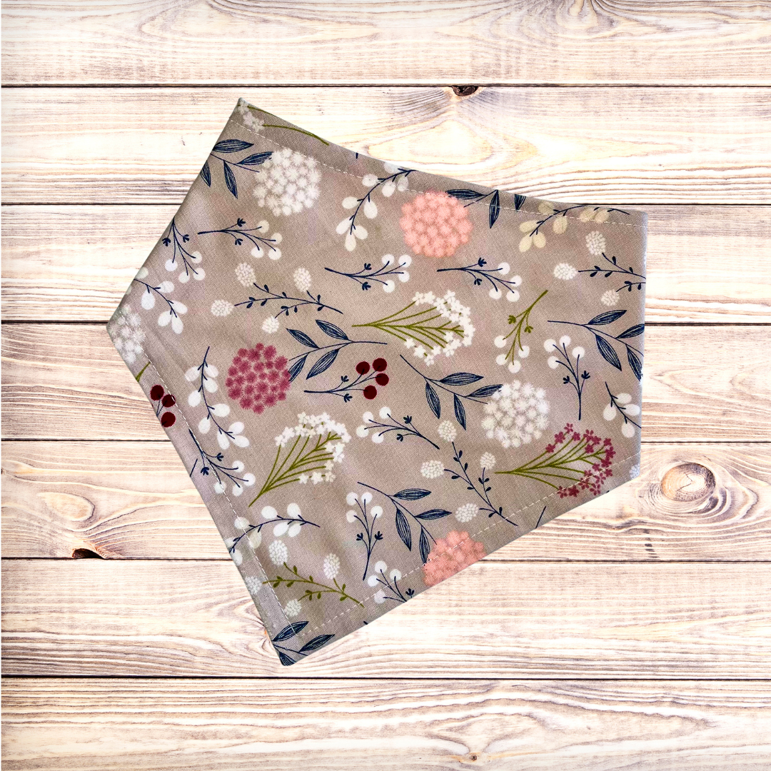 Gray Floral Bandana