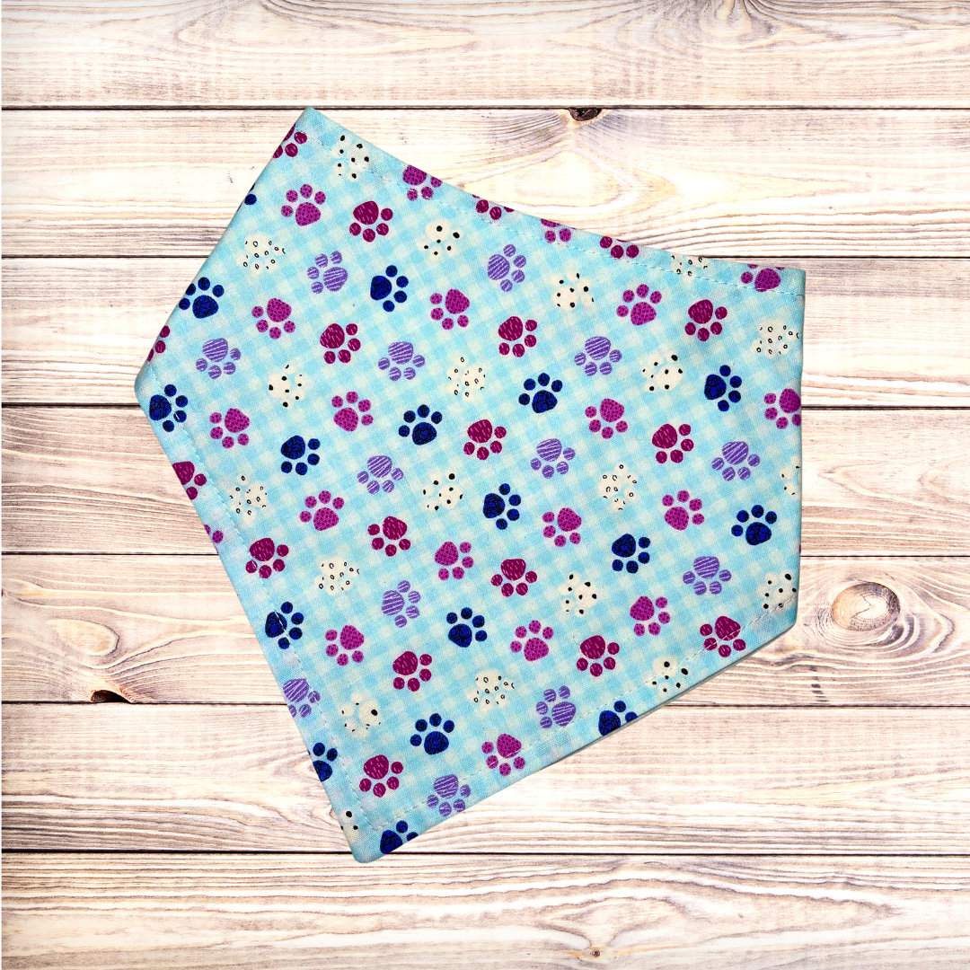 Blue Gingham Paws Bandana