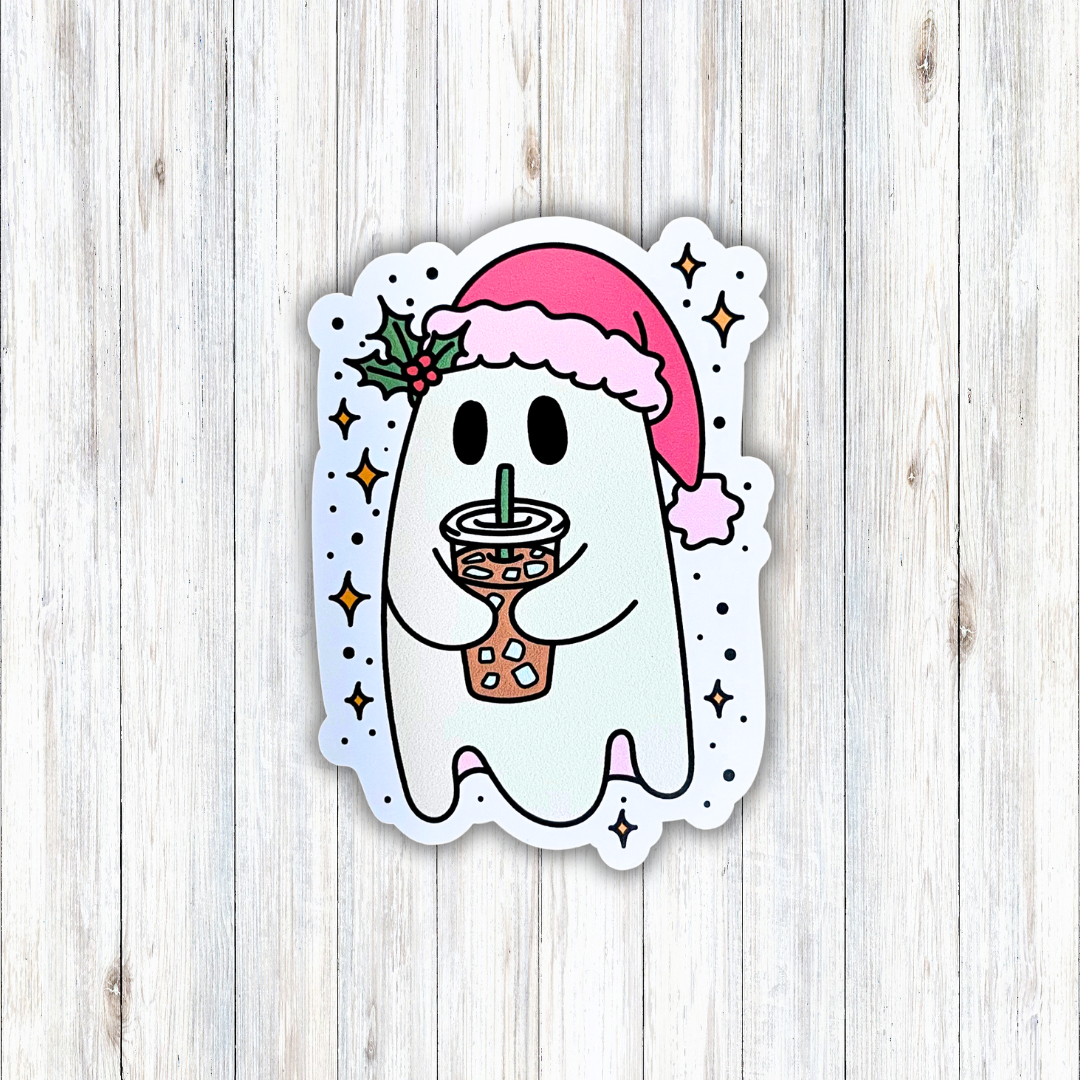 Christmas Ghost Coffee Vinyl Sticker