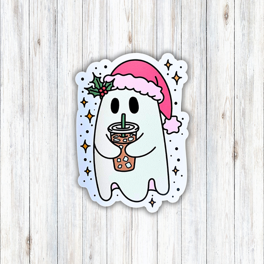 Christmas Ghost Coffee Vinyl Sticker