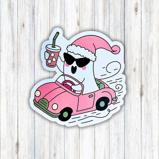 Christmas Ghost Driver Vinyl Sticker