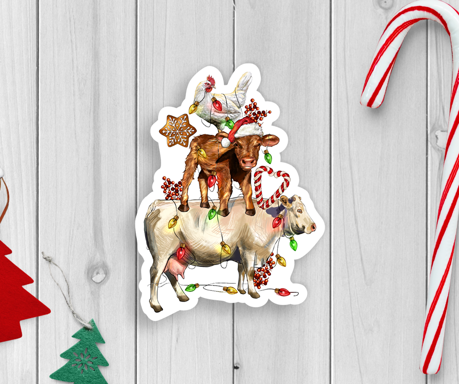 Holiday Farm Animal Vinyl Sticker