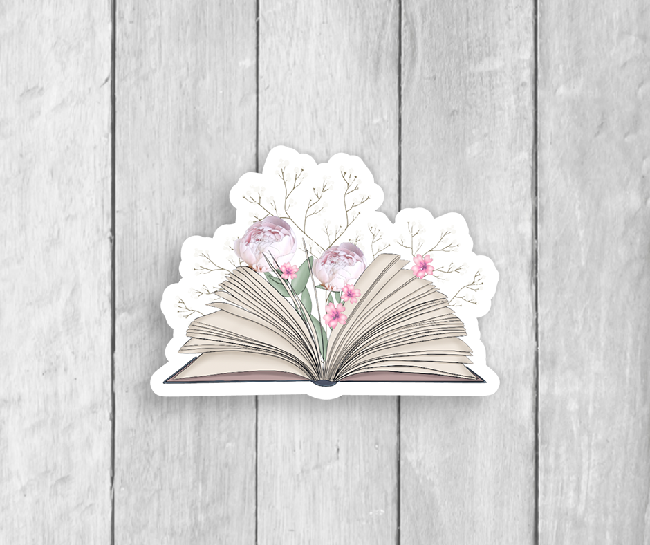 Floral Book Vinyl Sticker