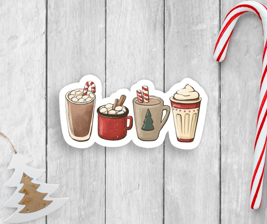 Hot Chocolate Christmas Cups Vinyl Sticker