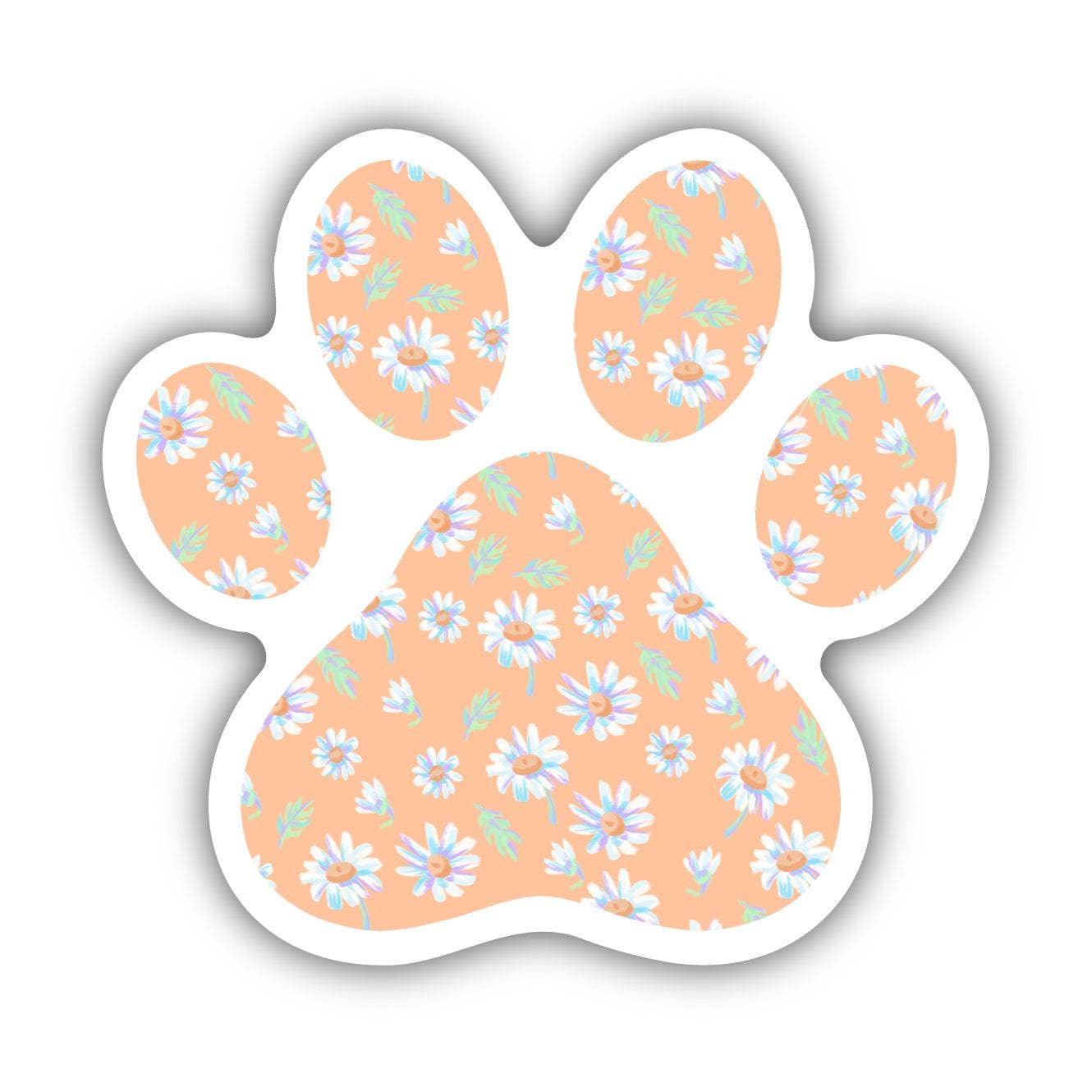 Orange Floral Paw Print Sticker